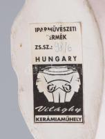 Világhy Kerámia: Anya gyermekével, jelzett, 9x10 cm