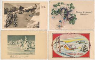 12 db RÉGI motívum képeslap vegyes minőségben: karácsonyi és újévi üdvözlőlapok / 12 pre-1945 motive postcards in mixed quality: Christmas and New Year greetings