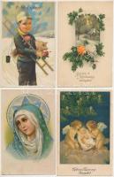 15 db RÉGI motívum képeslap vegyes minőségben: karácsonyi és újévi üdvözlőlapok / 15 pre-1945 motive postcards in mixed quality: Christmas and New Year greetings