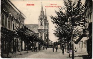 Komárom, Komárno; Nádor utca, Szent András templom / street view, church (Rb)