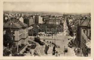 Pozsony Malinovsky street with raw material shop, car repair shop and tram