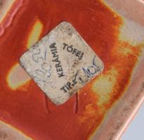 Tófej kerámia váza., Kézzel festett, jelzett, hibálan 31 cm