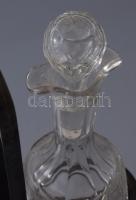 Antik olajecet kínáló 2 klf dugós üveggel, m: 21,5 cm