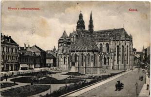 1909 Kassa, Kosice; Fő utca, Székesegyház. László Béla kiadása / main street, cathedral (fl)