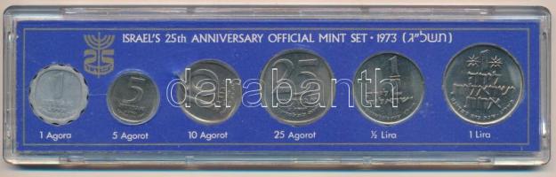 Izrael 1973. 1a-1L (6xklf) forgalmi sor műanyag tokban T:UNC a tok kissé sérült Israel 1973. 1 Agora - 1 Lira (6xdiff) coin set in plastic case C:UNC slightly damaged case