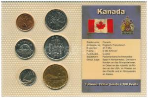 Kanada 2002-2003. 1c-1$ (6xklf) forgalmi összeállítás fóliatokban, közte 2002. 50c "II. Erzsébet uralkodásának 50. évfordulója" forgalmi emlékérme, német nyelvű leírással T:UNC Canada 2002-2003. 1 Cent - 1 Dollar (6xdiff) coin set in foil packing, with 2002. 50 Cents "50th Anniversary of the Accession of Queen Elizabeth II" circulating commemorative coin in it, with a description in German C:UNC