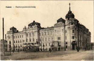 Kassa, Kosice; Hadtestparancsnokság, villamos / K.u.K. military headquarters, tram (EB)