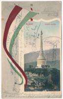 1905 Brassó, Kronstadt, Brasov; Árpád szobor. Szecessziós montázs magyar zászlóval / monument. Art Nouveau montage with Hungarian flag (EK)