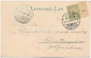 1905 Brassó, Kronstadt, Brasov; Árpád szobor. Szecessziós montázs magyar zászlóval / monument. Art N...