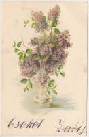 1900 Virágos üdvözlet díszítéssel / Decorated flower greeting. litho