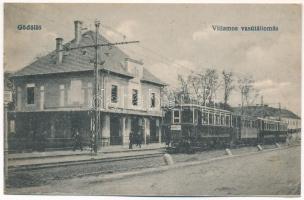 1919 Gödöllő, Ferenc József téri (ma Szabadság tér) villamos vasútállomás. Bakay Károly kiadása (EK)