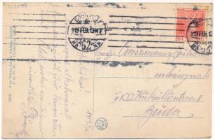 1919 Gödöllő, Ferenc József téri (ma Szabadság tér) villamos vasútállomás. Bakay Károly kiadása (EK)