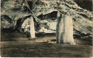 Dobsina, Dobschau; Jégbarlangi főterem és korcsolyázó. Köhler Gyula kiadása / Dobsinaer Eishöhlen, Hauptsaal mit Grand Schlittschuhlaufbahn / ice cave interior with ice skating rink (EK)