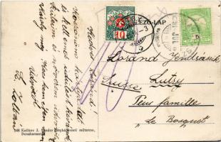 1914 Dunaharaszti, Külső BHÉV (Budapest Helyiérdekű Vasút) vasútállomás, vonatok. Kulikov J. Nándor ...