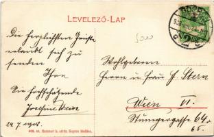 1908 Sopron, Széchenyi tér és szobor, villamos. Kummert L. utóda kiadása