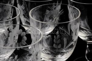 6 db csiszolt üveg pohár 11 cm Hibátlan