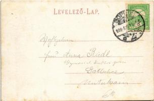 1909 Sopron, Várkerület, Grabenrunde; Utcakép villamossal, Dürböck Lajos kocsifényező, mázoló és cím...