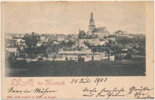 1903 Zdár nad Sázavou, Zdár na Morave; general view with church. Alois Leopold (fl)