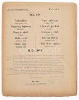 Veszteség lajstrom az elesettekről, 1914. 2./.9., a Monarchia összes nyelvén.