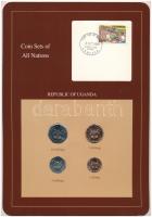 Uganda 1987. 1Sh - 10Sh (4xklf), "Coin Sets of All Nations" forgalmi szett felbélyegzett kartonlapon T:UNC patina Uganda 1987. 1 Shilling - 10 Shillings (4xdiff) "Coin Sets of All Nations" coin set on cardboard with stamp C:UNC patina