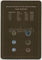 Burma ~1966-1987. 1p-1K (6xklf), "Coin Sets of All Nations" forgalmi szett felbélyegzett k...