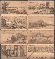 16 darab régi utazós játékkártya, 7x12,5 cm