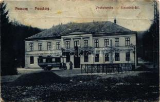 1915 Pozsony, Pressburg, Bratislava; Vaskutacska, Ferdinánd király vasfürdő, korai trolibusz / Eisenbrünnel (Eisenbründl) / Zelezná Studienka / spa, early trolley bus (fa)