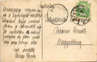 1912 Pozsony, Pressburg, Bratislava; Stefánia út, villamos, lovas hintó, Wendler Gusztáv sütőháza, ú...