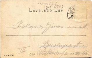 1909 Pozsony, Pressburg, Bratislava; Kórház utca, villamos, Duschinsky üzlete / Spitalgasse / street...