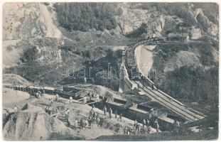 1910 Anina, Stájerlakanina, Stájerlak, Steierdorf; Vasúti híd, kőbánya, iparvasút, gőzmozdony, vonat. Hollschütz kiadása / industrial railway bridge, train, mine