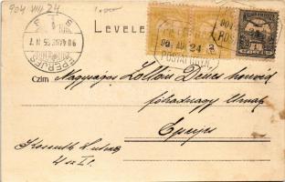 1904 Budapest I. Budai látkép a várral, gőzhajó, Dunai uszoda (fl)