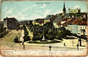 1905 Pozsony, Pressburg, Bratislava; Sétatér, villamos / Promenade, tram (Rb)