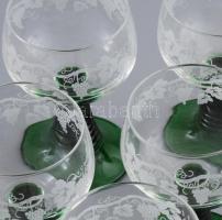 Francia römer pohár garnitúra. Jelzett, hibátlan, m: 11,5 cm