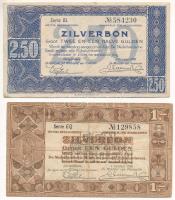 Hollandia 1938. 1G "Zilverbonnen (Ezüstértékű bankjegyek)" + 1938. 2,50G "Zilverbonnen (Ezüstértékű bankjegyek)" T:F Netherlands 1938. 1 Gulden "Zilverbonnen (Silver voucher)" + 1938. 2,50 Gulden "Zilverbonnen (Silver voucher)" C:F Krause P#15, P#62