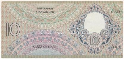 Hollandia 1943. 10G "6 AD 054070" T:F 
Netherlands 1943. 10 Gulden "6 AD 054070&quot...