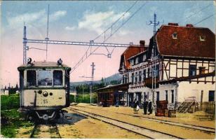 1925 Tátrafüred, Ótátrafüred, Altschmecks, Stary Smokovec (Magas-Tátra, Vysoké Tatry); Stanica elektr. dráhy / Elektr. Bahnstation / Villamos vasútállomás / tramway station, tram (EK)