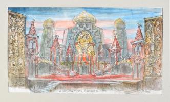 cca 1966-96 Varga Mátyás (1910-2002) grafikus, díszlettervező által készített színpadi látványtervek...