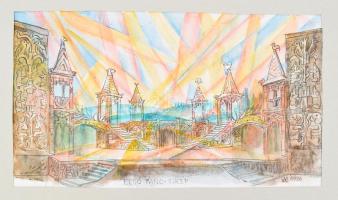 cca 1966-96 Varga Mátyás (1910-2002) grafikus, díszlettervező által készített színpadi látványtervek...