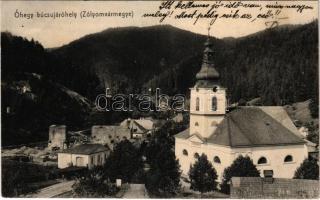 1917 Óhegy, Staré Hory (Besztercebánya, Banská Bystrica); Búcsújáróhely, templom. Machold F. kiadása / pilgrimage church (fl)