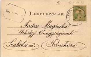 1904 Bártfafürdő, Bardejovské Kúpele, Bardejov; Kilátás a Főforrás térre. Kiadja Divald Adolf 147. /...