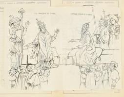 cca 1940-60 Varga Mátyás (1910-2002) grafikus, díszlettervező által készített színpadi látványtervek...