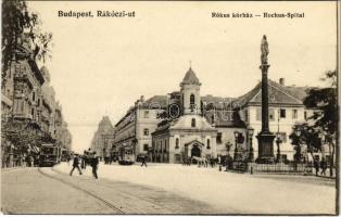 Budapest VIII. Rákóczi út, Szent Rókus kórház, villamos (EK)