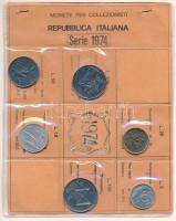 Olaszország 1974. 5L-100L (6xklf) forgalmi sor fóliatokban T:UNC  Italy 1974. 5 Lire - 100 Lire (6xdiff) coin set in foil pack C:UNC