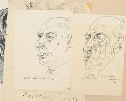 Varga Mátyás (1910-2002) grafikus össz. 9 db műve: Portrék részben híres személyekről (Tamási Áron, ...