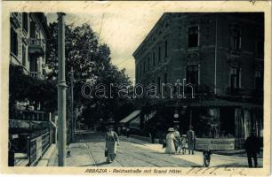 Abbazia, Opatija; Reichsstrasse mit Grand Hotel / street, restaurant (EB)