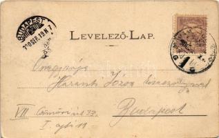 1900 Máramarossziget, Sighetu Marmatiei; Fő tér, Korona szálloda és kávéház, Klein üzlete. Kaufmann ...