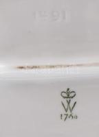 Wallendorf kecskével játszó puttó. Mázas és biszkvit porcelán, jelzet, hibátlan, 18x20,5 cm