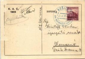 1937 Kassa, Kosice; A XIV. Szlovák maraton útvonala a városon át, térkép - sport reklám / XIV. Slove...