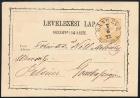 1872 2kr díjjegyes levelezőlap &quot;BÁNRÉVE / GÖMÖR M.&quot; luxus bélyegzéssel