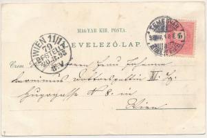 1898 (Vorläufer) Temesvár, Timisoara; Ferenc József színház, Piarista templom, Városháza, Jenő herce...